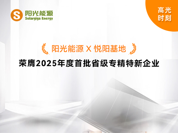 高光時刻 | 陽光能源悅陽基地榮膺2025年度首批省級專精特新企業(yè)